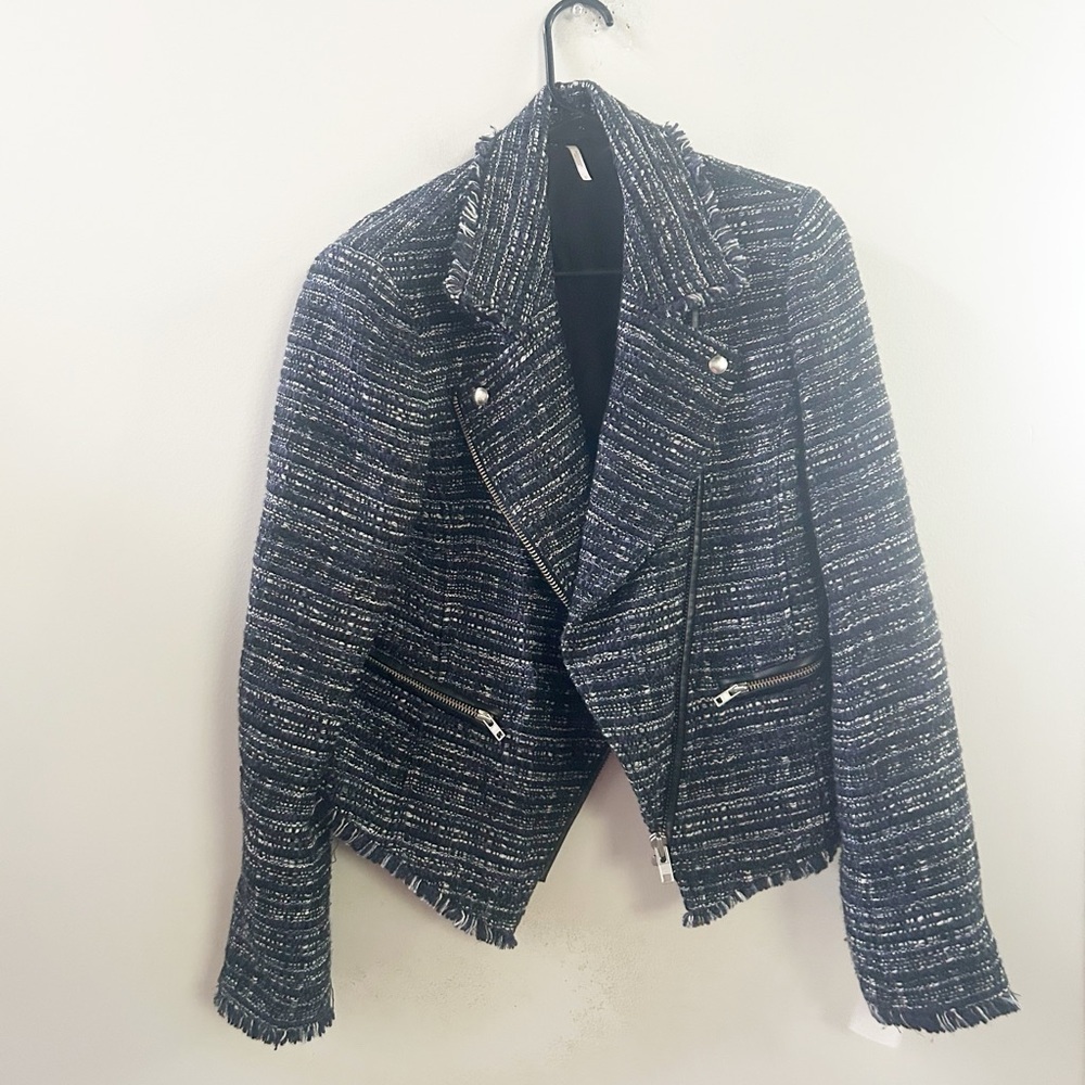 Free people tweed moto jacket small